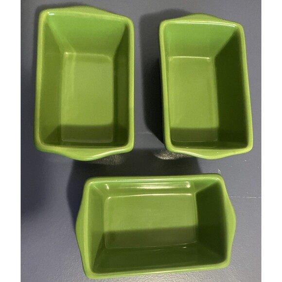 3 "Celebrate It "Ceramic Bakeware Dishes Loaf Pans Autumn Green Decor Holiday - Picture 2 of 13